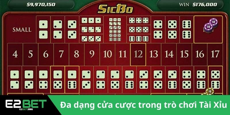 Đa dạng cửa cược trong trò chơi Tài Xỉu